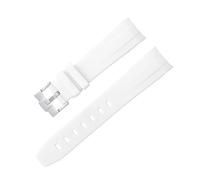 Clouism Für Omega Speedmaster Uhr Ersatzband gebogen No Gap Gummiband Herren Damen 20mm 21mm 22mm Uhrenarmbänder Silber Gold Rose Schwarz Schnalle(D,20mm black buckle)