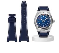 Clouism Hochdichtes Nylon-Uhrenarmband für IWC Ingenieur Family IW500501 IW378507. Armband mit konkaver Schnittstelle. Wasserdichte Uhrenarmbänder aus Rindsleder(Blue white-no buckle)