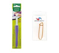 Clover Häkelnadel Amour Größe N/P 10 mm, Bündel mit 1 Artsiga Crafts Maschenhalter 1057/NP