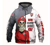 CLOZAM Herren Hoodie Pullover 3D Druck Pullover Baseball Jersey Casual Hooded Full Zip Sweatshirt Große Taschen Motorrad Hoodie-D||6XL