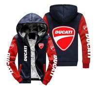CLOZAM Hoodies für Männer Zip Up Sweashirts für Ducati Fleece gefüttert Pullover Herbst Winter Wolle Schwergewicht Hoody Jacken Tops Unisex-F||XL