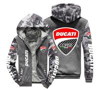 CLOZAM Hoodies für Männer Zip Up Sweashirts für Ducati Fleece gefüttert Pullover Herbst Winter Wolle Schwergewicht Hoody Jacken Tops Unisex-E||XL