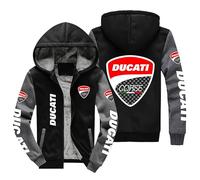 CLOZAM Hoodies für Männer Zip Up Sweashirts für Ducati Fleece gefüttert Pullover Herbst Winter Wolle Schwergewicht Hoody Jacken Tops Unisex-F||3XL