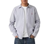 Langarmhemd LEVI'S "CLS BATTERY HM SHIRT - STANDARD", Herren, Gr. S, N-Gr, grau (killian stripe v2 navy), Web, Obermaterial: 100% Baumwolle, gestreift, normal hüftbedeckend, Hemden, mit abgerundetem S