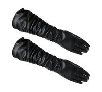 CLSSLVVBN Modische und elegante lange Damen PU Lederhandschuhe, breite Anwendung, bequemes Geschenk, lange PU Lederhandschuhe, schwarze Falten, L