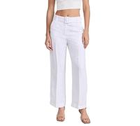 Club Monaco Damen Leinenhose mit Gürtel Hose, Weiß/Weiß, 46