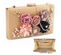 Clutch-Geldbörsen für Damen, Abend-Clutch, Clutch, Geldbörsen für Damen, formell, Banketttasche mit Blumendekoration, Versammlungen, Khaki#1