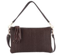 Clutch HARBOUR 2ND "Ivellina", Damen, Gr. B/H/T: 31cm x 20cm x 4cm, dunkelbraun, Rindsleder, Taschen, Damen Handtasche, Umhängetasche, Schultertasche mit modischen Fransen (98106559-0) dunkelbraun