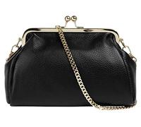 Abendtasche CLUTY, Damen, Gr. B/H/T: 23cm x 15cm x 7cm onesize, schwarz, Leder, unifarben, leicht glänzend, Taschen, echt Leder, Made in Italy (77686455-0) schwarz