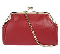 Abendtasche CLUTY, Damen, Gr. B/H/T: 23cm x 15cm x 7cm onesize, rot, Leder, unifarben, leicht glänzend, Taschen, echt Leder, Made in Italy (55212225-0) rot