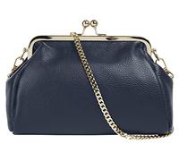 Abendtasche CLUTY, Damen, Gr. B/H/T: 23cm x 15cm x 7cm onesize, blau, Leder, unifarben, leicht glänzend, Taschen, echt Leder, Made in Italy (70395369-0) blau