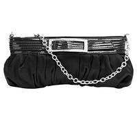 Cluty Abendtasche ORSOLO Kunstfaser Damen | Made in Italy | Handtasche mit Glitzer-Schnalle | Elegante Party Clutch schwarz | 014211