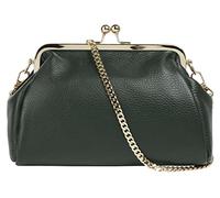 Cluty Damen Abendtasche Echt Leder Made in Italy | elegante 2in1 Clutch | wandelbare Schultertasche mit Bügelverschluss