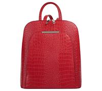 Cluty Damen Rucksack Echt Leder Made in Italy, Smartphonefach, Daypack aus Rindleder, Citybag im Kroko-Look, Lederrucksack mit Reißverschluss