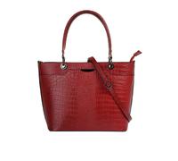 Henkeltasche CLUTY, Damen, Gr. B/H/T: 30cm x 22cm x 10cm onesize, rot (dunkelrot), Leder, Reptilienprägung, Taschen Henkeltasche, echt Leder, Made in Italy (83377629-0)
