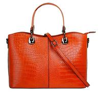 Cluty Handtasche Echt Leder Damen Made in Italy, Smartphonefach, Damenhandtasche im Kroko-Design, Umhängetasche mit Reißverschluss, Ledertasche mit Henkel 021168