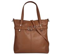 Shopper CLUTY, Damen, Gr. B/H/T: 30cm x 31cm x 11cm onesize, braun (cognac), Leder, leicht glänzend, unifarben, Taschen, echt Leder, Made in Italy (90219748-0) cognac