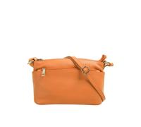 Cluty Umhängetasche Echt Leder Damen Made in Italy, Crossbody Bag, Messenger Bag mit Reißverschluss, Schultertasche aus Rindleder orange 020617