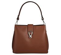 Cluty Umhängetasche Echt Leder Damen cognac 101015 Made in Italy | elegante City Bag | Shopper mit Drehverschluss