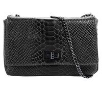 Cluty Umhängetasche Echt Leder Damen Made in Italy | Kroko-Look Crossbody | Party Clutch mit Drehverschluss schwarz 021221