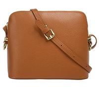 Umhängetasche CLUTY, Damen, Gr. B/H/T: 20cm x 18cm x 4cm onesize, braun (cognac), Leder, unifarben, Taschen, echt Leder, Made in Italy (83019258-0) cognac