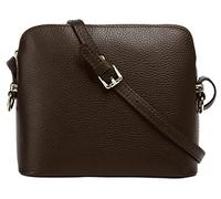 Cluty Umhängetasche Echt Leder Damen | Made in Italy, Smartphonefach, Handtasche aus Leder, Crossbody Bag mit Reißverschluss, kleine Schultertasche dunkelbraun | 021219