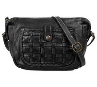 Cluty Umhängetasche Echt Leder Damen schwarz 019562 Made in Italy | handliche Crossbody | elegante Minibag mit Reißverschluss