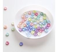 CLYDSA 100-500 Stück 5 mm runde Mini-Puppenknöpfe, Bunte Perlglanz-Harzknöpfe, Puppenkleidungsknöpfe, 2-Loch-Nähknöpfe, Bastelzubehör