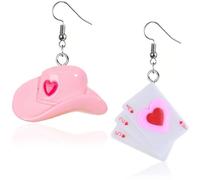 Clyhon 1 Paar Liebe Poker Ohrringe -Einzigartige Designs - Rosa - Damenschmuck Geschenke - Geschenke zum Valentinstag