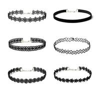 Clyhon 6 Stück Elastische Halskette Stretch Tattoo Choker Kette Rainbow Armband Vintage Tattoo Halskette Henna Halsband für Mädchen Frauen Teen Kinder
