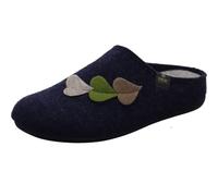 CM Confort Damen Hausschuh aus Filz in Blau mit Herz Applikation und Wechselfußbett. Blau Gr. 41