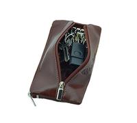 CM Conte Massimo Schlüsseletui Echtleder für Damen und Herren - Schlüsselmäppchen mit 2 Reißverschlussfächern und 6 Haken - Edle Geschenkbox - Braun