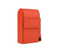 CM Conte Massimo Zigarettenetui aus Echtleder Orange mit Feuerzeughalter, Zigarettenbox Hülle für Damen Herren, Premium Leder