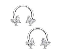 CM Crareesi Mania 2 Stück Schmetterling Daith Helix Septum Piercing Schmuck 16G Septumringe 10 mm Daith Helix Knorpel Ohrringe Niedliche Feder CBR für Frauen, 20Gauge, Zirkonia, Kristall