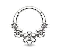 CM Crareesi Mania Blume Septum Piercing Schmuck 316L Chirurgenstahl Daith Piercing Schmuck für Frauen 16G Kleine Septum Ringe Helix Knorpel Daith Ohrringe