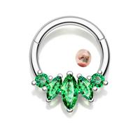 CM Crareesi Mania Septum Piercing Clicker Lotus Blüte Smaragd Grün CZ Silber Daith Ring 16G Helix Ohrring Ring 316l Edelstahl Septum Daith Piercing Knorpel Helix Clicker Schmuck für Frauen 10mm