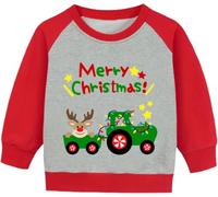 CM-Kid Hirsch Pullover Jungen Sweatshirt Kinder Traktor Langarm Sweater Herbst Langarmshirt Raglanärmel Baumwolle Rot Gr.92