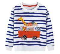 CM-Kid Jungen Sweatshirt Kinder Langarm Pullover Tier Streifen Giraffe Auto Muster Casual Oberteile Alter 7 Jahre Gr. 122