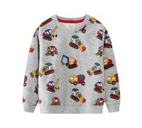 CM-Kid Jungen Sweatshirt Kinder Pullover Baumwolle Langarm Pulli Bagger Auto Bauwagen Warm Tops 2-7 Jahre 92-122.