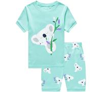 CM-Kid Mädchen Pyjamas Kurz Kinder Shorty Schlafanzug Set Sommer Nachtwäsche 2 3 Jahre Koala Blaugrün Gr.98
