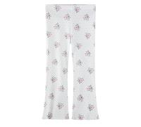 CM-Kid Mädchen Schlaghose Kinder Flared Sporthose Weiße Blumen Motiv Leggings Sommer Lange Jeggings Ausgestellte Hosen 104