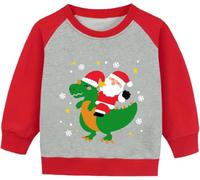 CM-Kid Pullover für Junge Dinosaurier Sweatshirt Kinder Santa Langarm Sweater Raglanärmel Langarmshirt Baumwolle Winter Gr.92