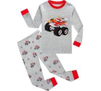 CM-Kid Pyjamas Jungen Langarm Schlafanzug Set Baby Kinder Baumwolle Warm Winter Nachtwäsche 2 3 Jahre Truck Grau Gr.98