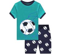 CM-Kid Pyjamas Set Jungen Sommer Kinder Schlafanzug Kurz Nachtwäsche Baumwolle 3 4 Jahre Fußball Grün Gr.104