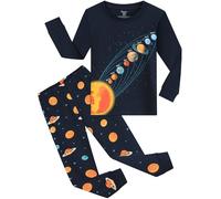 CM-Kid Schlafanzug Jungen Lang Pyjamas Set Baby Kinder Baumwolle Warm Nachtwäsche 1 2 Jahre Weltraum Planet Dunkelblau Gr.92