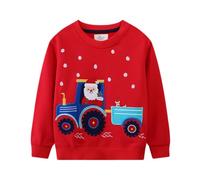 CM-Kid Sweatshirt Kinder Junge Pullover Warme Pulli Langarmshirt Baumwolle Santa Weihnachten Rot Kleidung Herbst Winter Gr.104