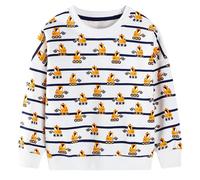 CM-Kid Sweatshirts für Jungen Pullover Kinder Bagger Traktor Flugzeug Muster Streifen Oberteile Alter 2-7 Jahre Gr. 92-122