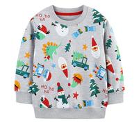 CM-Kid Sweatshirts für Jungen Pullover Kinder Bagger Traktor Flugzeug Muster Streifen Oberteile Alter 2-7 Jahre Gr. 92-122