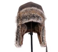 CMBSSTBB Bombermützen Wintermütze Herren Damen Bombermütze Leder Schneekappe Mit Ohrenklappen Winddichte Warme Mütze Warm (Braun XL),Brown-XL