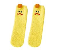 Cmeilau Warme Damensocken aus Baumwolle mit Tiermuster, weiche, süße, flauschige Lounge-Slipper-Socke, rutschfeste, flauschige Schlafsocken (DE/NL/SE/PL, Alphanumerisch, M, Regular, Regular, Chick)